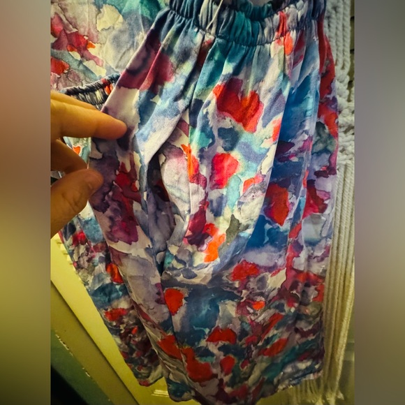 THEORY Silk Achi Watercolor Print Dress - Picture 8 of 12